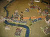 The French cross the bridge whereas the Saxon Prinz Clemens Uhlans attack a Russian battalion